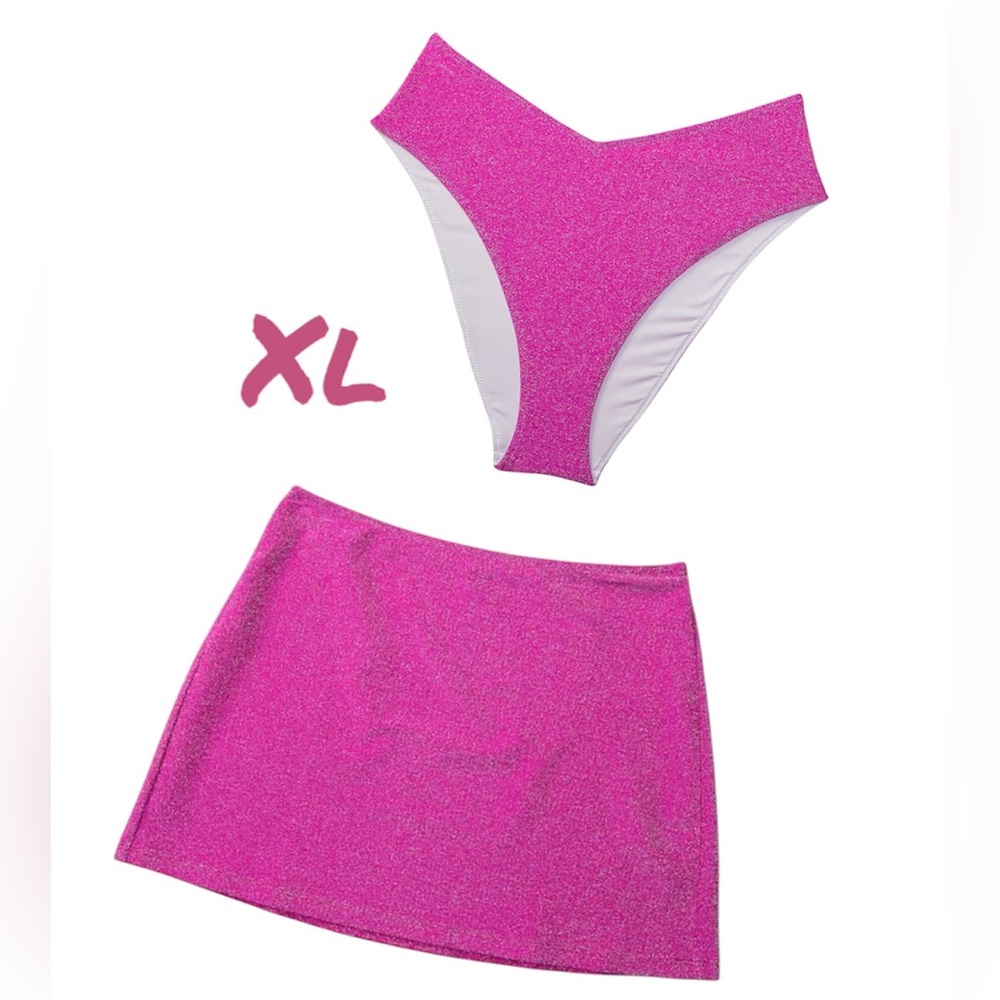 Victoria’s Secret PINK Bikini Bottoms Size XL & Mini Skirt  Pink Shimmer